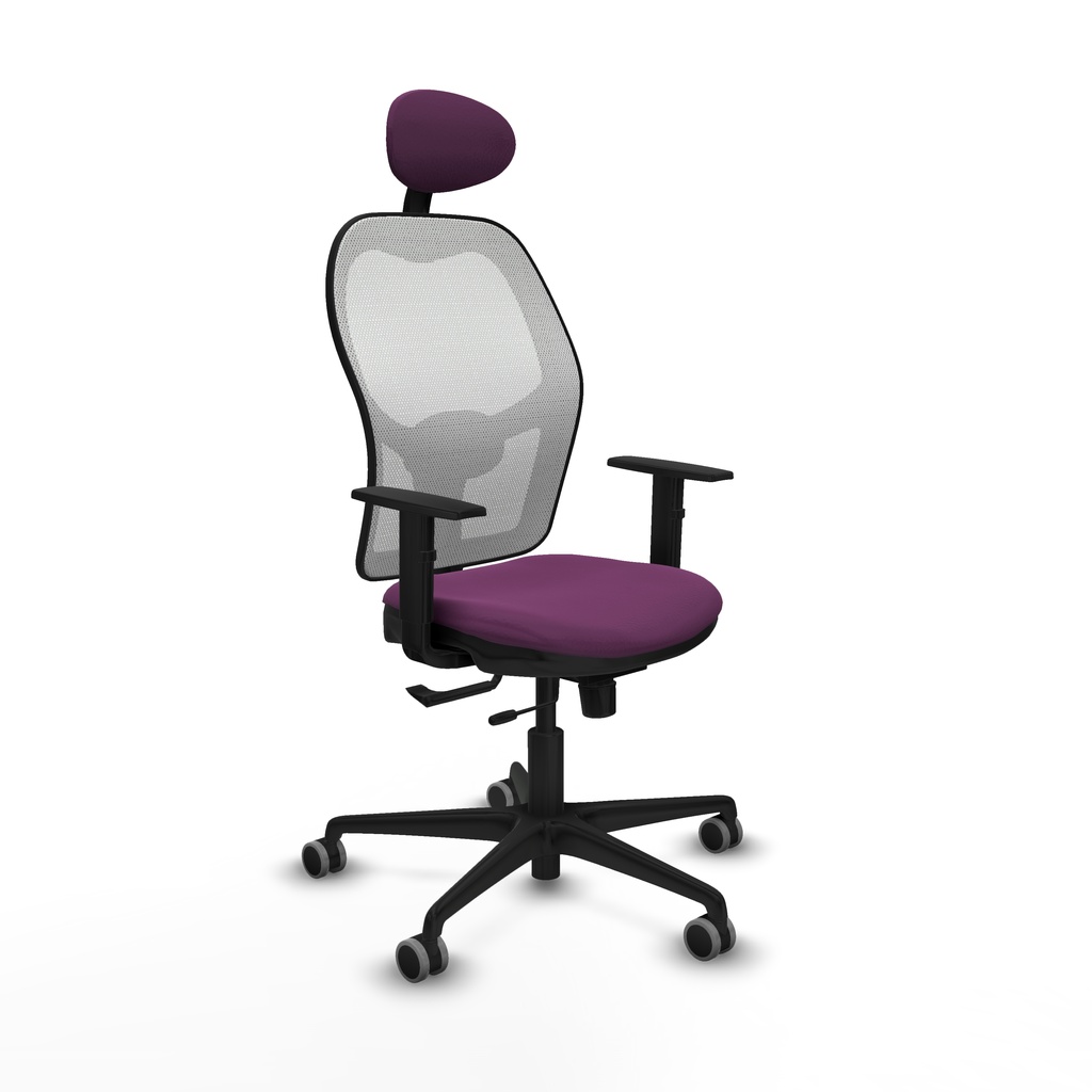 Jorquera traslack malla blanca similpiel morado brazos 1D base nailon cabecero fijo ruedas 65mm engomada
