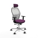 Jorquera traslack malla blanca similpiel morado brazos 1D base aluminio cabecero 2D ruedas 65mm engomada