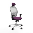 Jorquera traslack malla blanca similpiel morado brazos 1D base aluminio cabecero fijo ruedas 65mm nailon