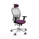 Jorquera traslack malla blanca similpiel morado brazos 2D base aluminio cabecero 2D ruedas 65mm engomada