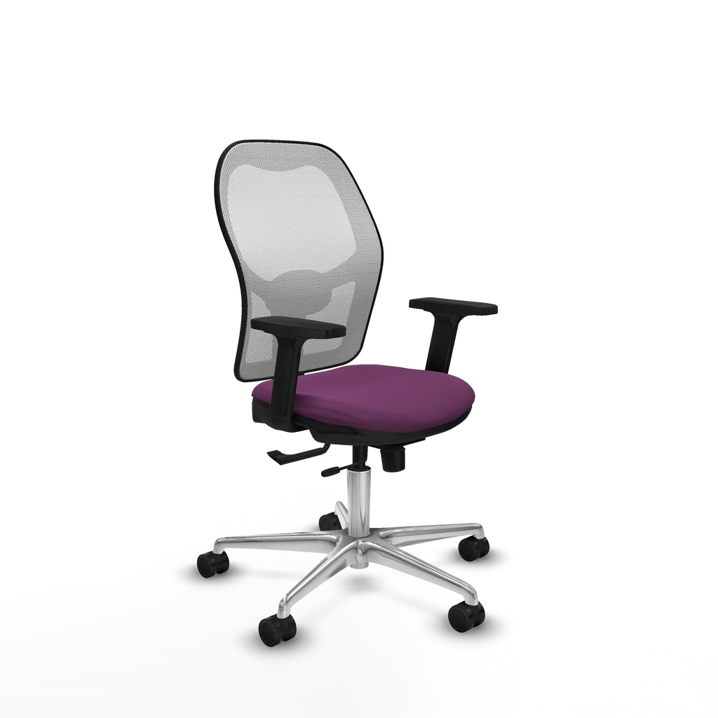 Jorquera traslack malla blanca similpiel morado brazos 2D base aluminio  ruedas 65mm nailon