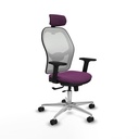 Jorquera traslack malla blanca similpiel morado brazos 2D base aluminio cabecero 2D ruedas 65mm nailon