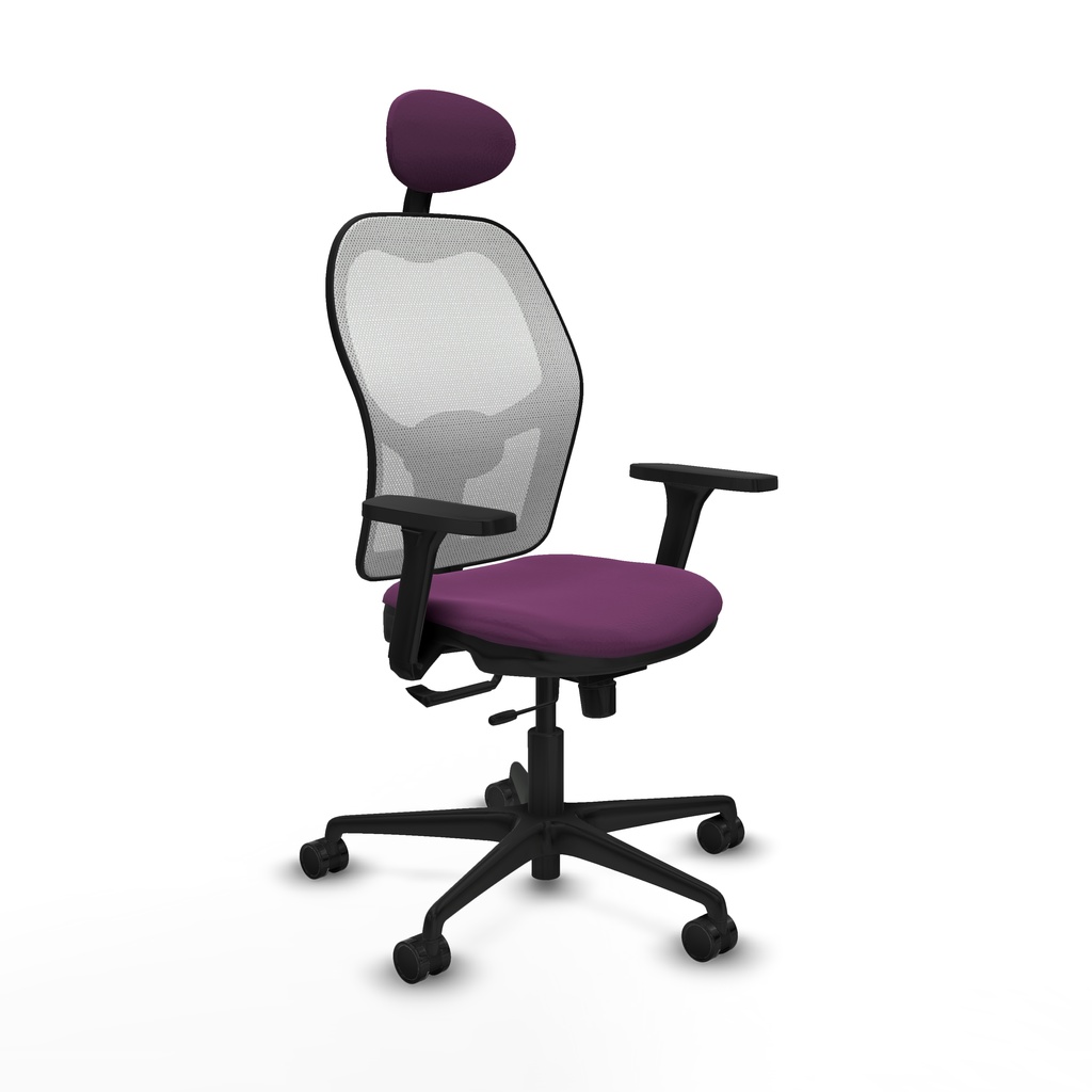 Jorquera traslack malla blanca similpiel morado brazos 3D base nailon cabecero fijo ruedas 65mm nailon