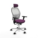 Jorquera traslack malla blanca similpiel morado brazos 3D base aluminio cabecero 2D ruedas 65mm nailon