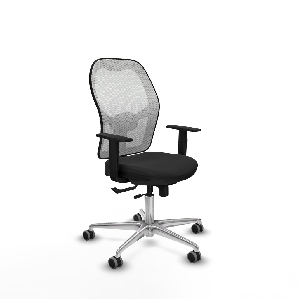 Jorquera traslack malla blanca similpiel negro brazos 1D base aluminio  ruedas 65mm engomada