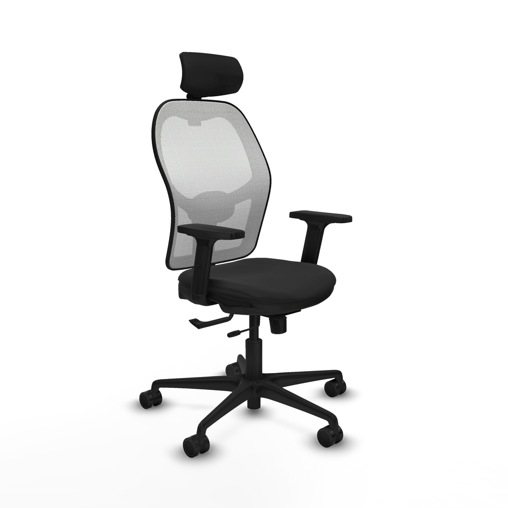 Jorquera traslack malla blanca similpiel negro brazos 2D base nailon cabecero 2D ruedas 65mm nailon