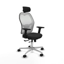 Jorquera traslack malla blanca similpiel negro brazos 2D base aluminio cabecero 2D ruedas 65mm nailon