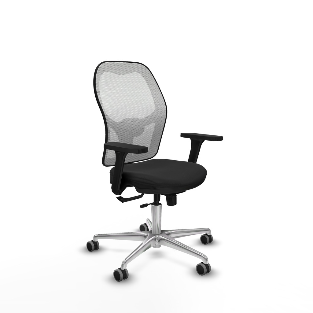 Jorquera traslack malla blanca similpiel negro brazos 3D base aluminio  ruedas 65mm engomada