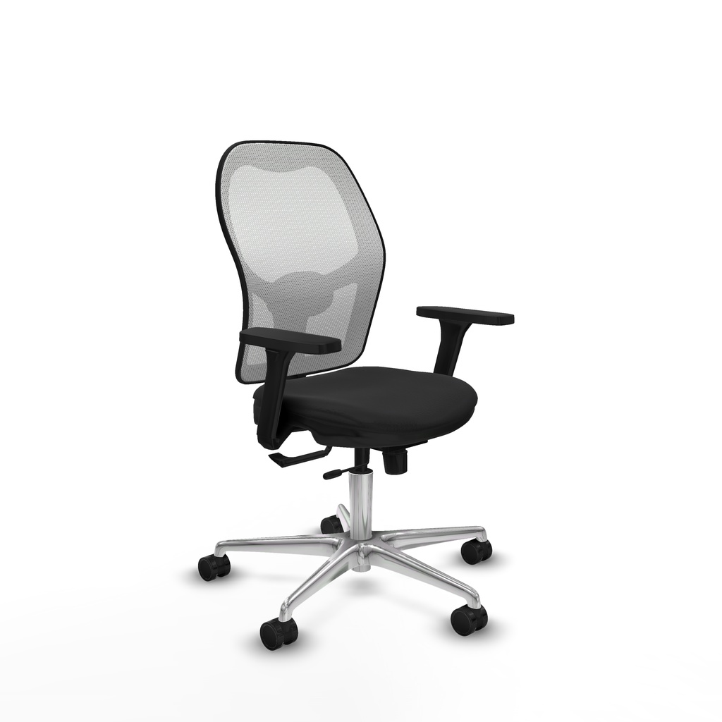 Jorquera traslack malla blanca similpiel negro brazos 3D base aluminio  ruedas 65mm nailon