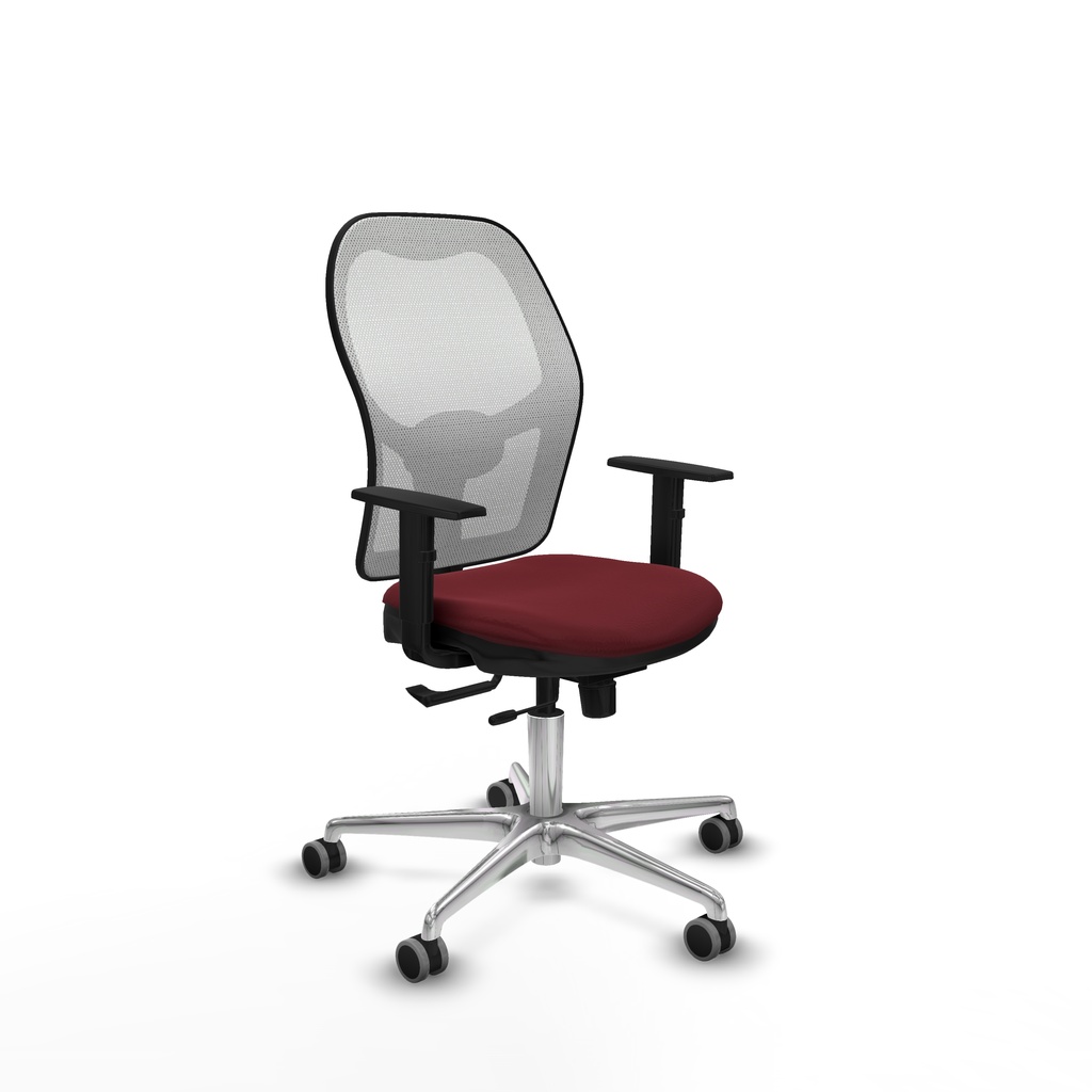 Jorquera traslack malla blanca similpiel granate brazos 1D base aluminio  ruedas 65mm engomada