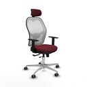 Jorquera traslack malla blanca similpiel granate brazos 1D base aluminio cabecero 2D ruedas 65mm engomada