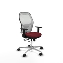 Jorquera traslack malla blanca similpiel granate brazos 1D base aluminio  ruedas 65mm nailon