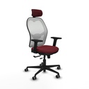 Jorquera traslack malla blanca similpiel granate brazos 2D base nailon cabecero 2D ruedas 65mm engomada