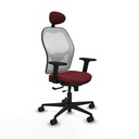 Jorquera traslack malla blanca similpiel granate brazos 2D base nailon cabecero fijo ruedas 65mm nailon