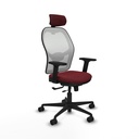 Jorquera traslack malla blanca similpiel granate brazos 2D base nailon cabecero 2D ruedas 65mm nailon