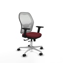Jorquera traslack malla blanca similpiel granate brazos 2D base aluminio  ruedas 65mm nailon