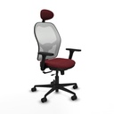 Jorquera traslack malla blanca similpiel granate brazos 3D base nailon cabecero fijo ruedas 65mm nailon