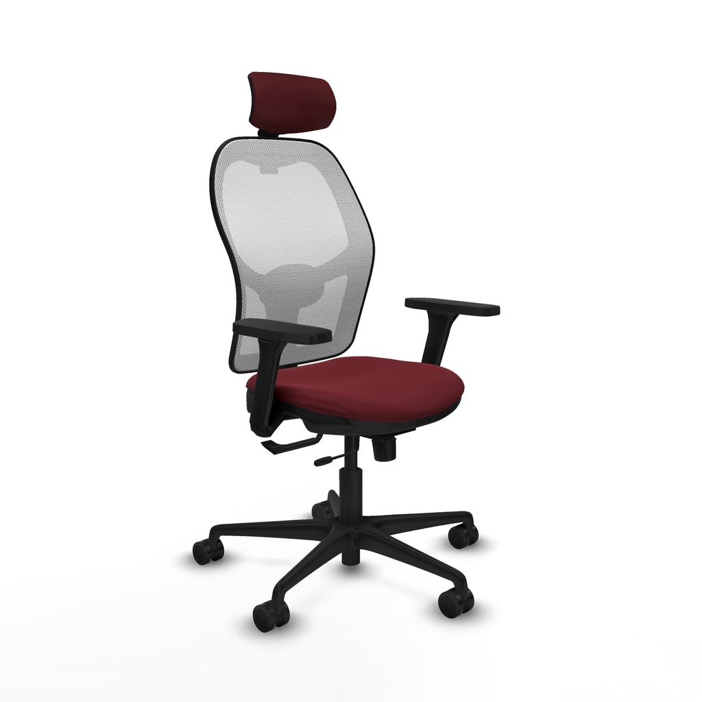 Jorquera traslack malla blanca similpiel granate brazos 3D base nailon cabecero 2D ruedas 65mm nailon