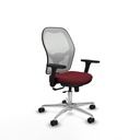 Jorquera traslack malla blanca similpiel granate brazos 3D base aluminio  ruedas 65mm nailon