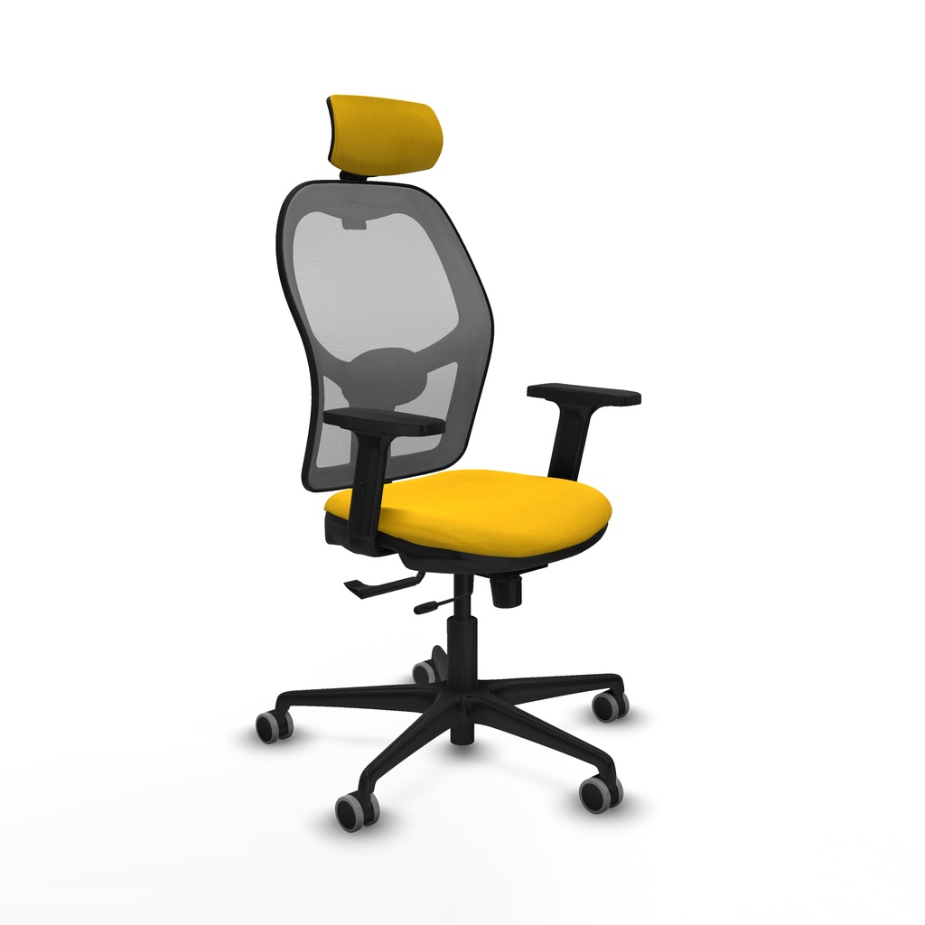 Jorquera traslack malla gris bali amarillo brazos 2D base nailon cabecero 2D ruedas 65mm engomada