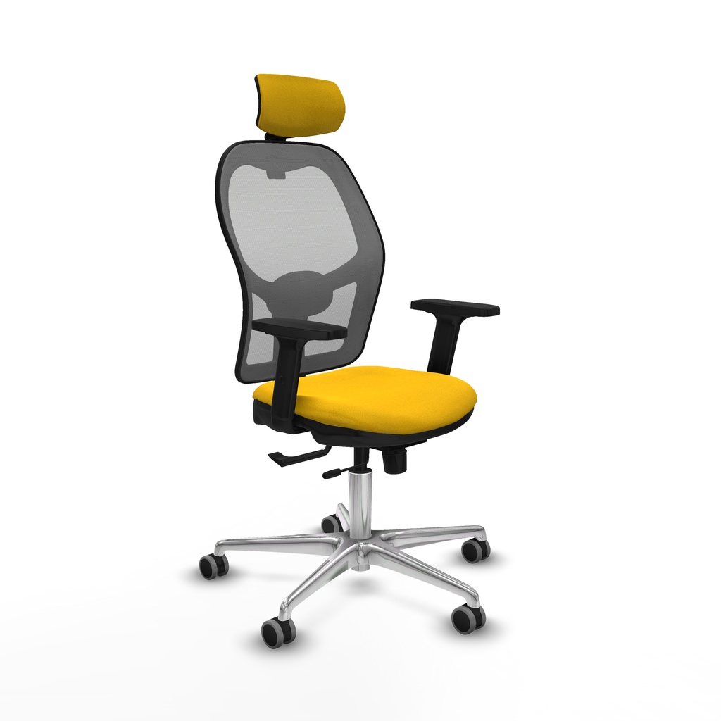 Jorquera traslack malla gris bali amarillo brazos 2D base aluminio cabecero 2D ruedas 65mm engomada