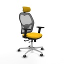 Jorquera traslack malla gris bali amarillo brazos 2D base aluminio cabecero 2D ruedas 65mm engomada