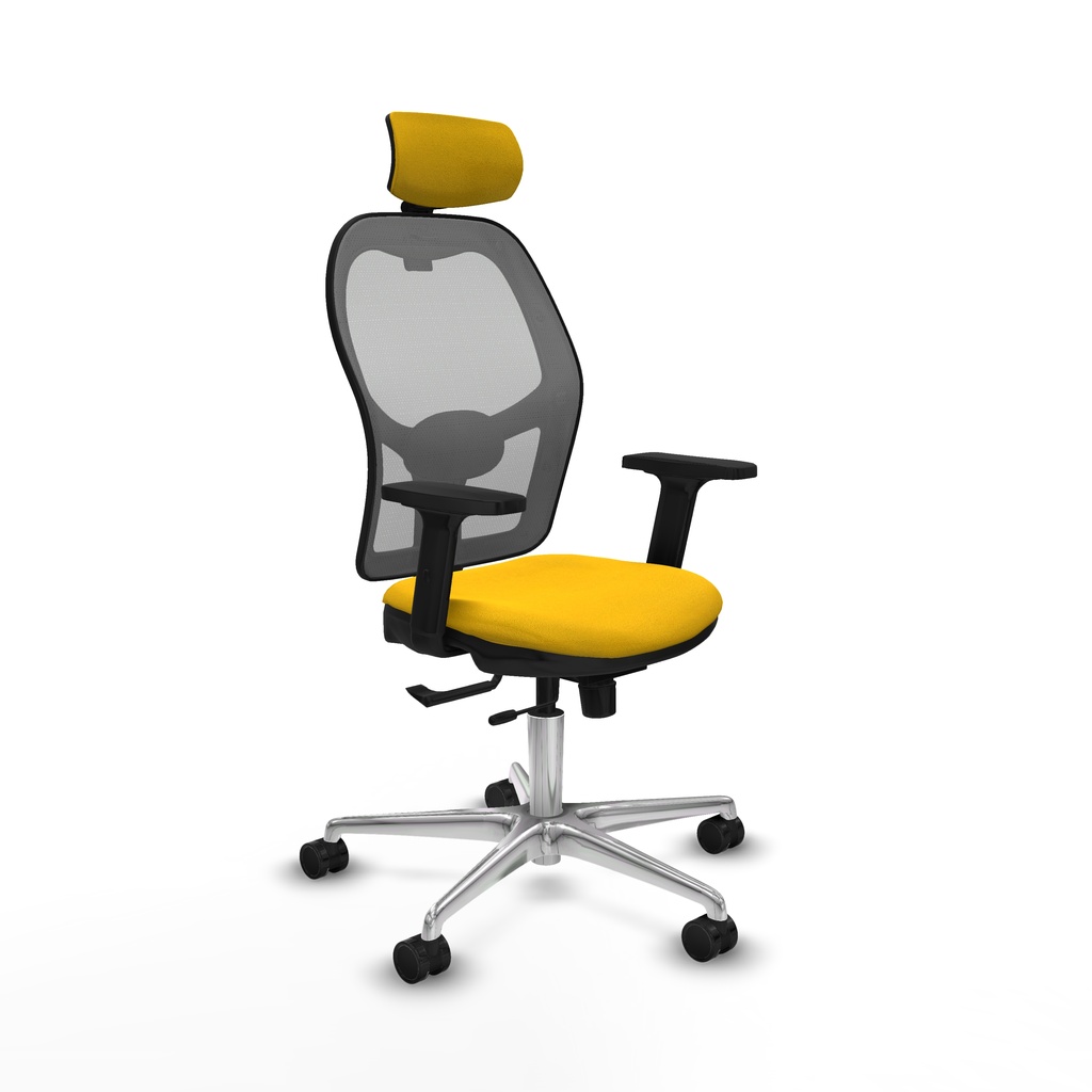 Jorquera traslack malla gris bali amarillo brazos 2D base aluminio cabecero 2D ruedas 65mm nailon