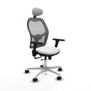 Jorquera traslack malla gris bali blanco brazos 3D base aluminio cabecero fijo ruedas 65mm nailon