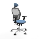 Jorquera traslack malla gris bali azul cielo brazos 2D base aluminio cabecero fijo ruedas 65mm engomada