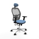Jorquera traslack malla gris bali azul cielo brazos 2D base aluminio cabecero fijo ruedas 65mm nailon