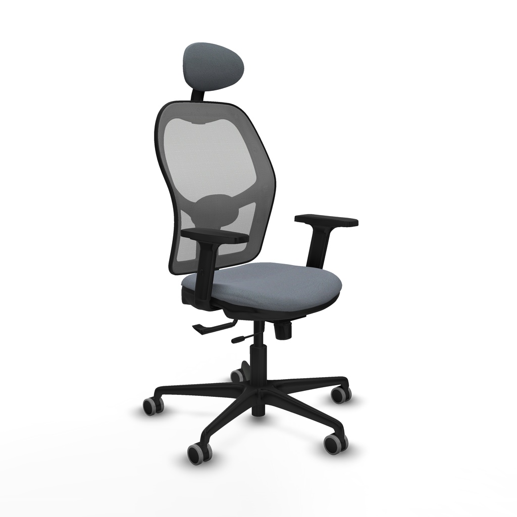 Jorquera traslack malla gris bali gris brazos 2D base nailon cabecero fijo ruedas 65mm engomada