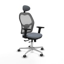 Jorquera traslack malla gris bali gris brazos 2D base aluminio cabecero fijo ruedas 65mm engomada