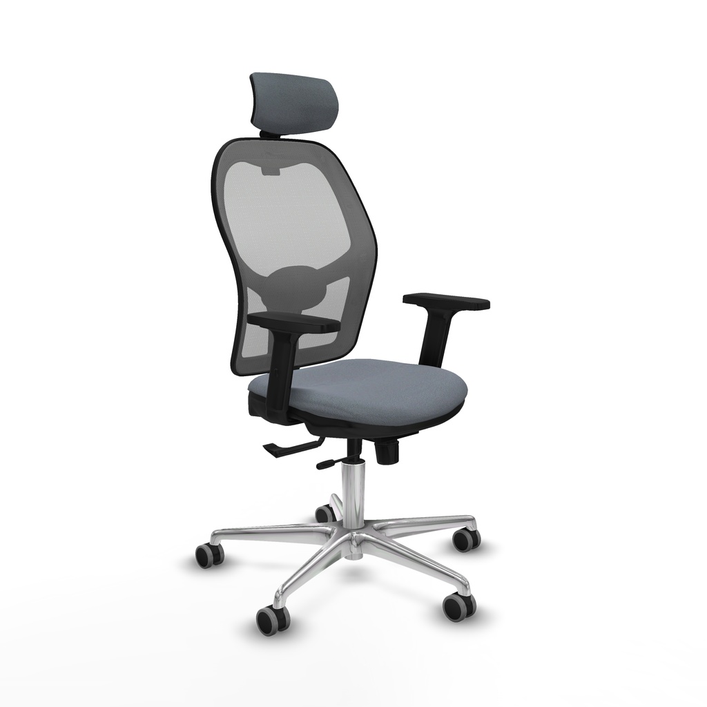 Jorquera traslack malla gris bali gris brazos 2D base aluminio cabecero 2D ruedas 65mm engomada