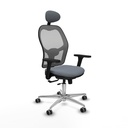 Jorquera traslack malla gris bali gris brazos 3D base aluminio cabecero fijo ruedas 65mm engomada