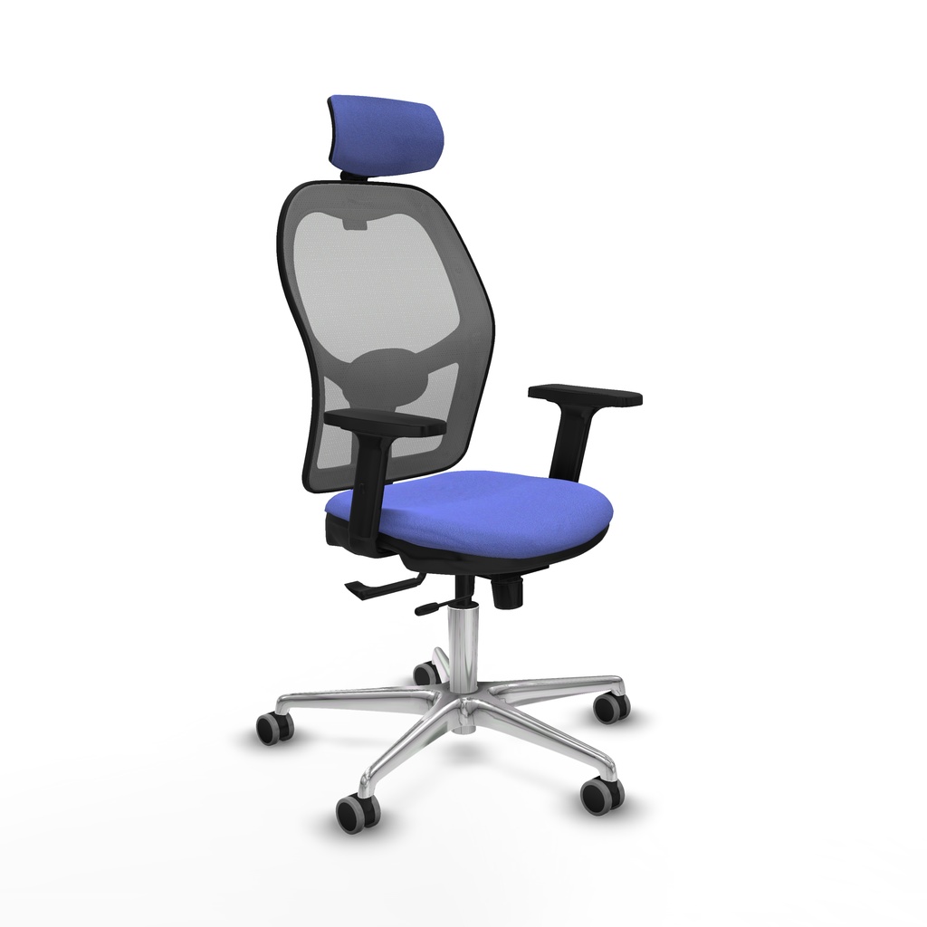 Jorquera traslack malla gris bali azul claro brazos 2D base aluminio cabecero 2D ruedas 65mm engomada