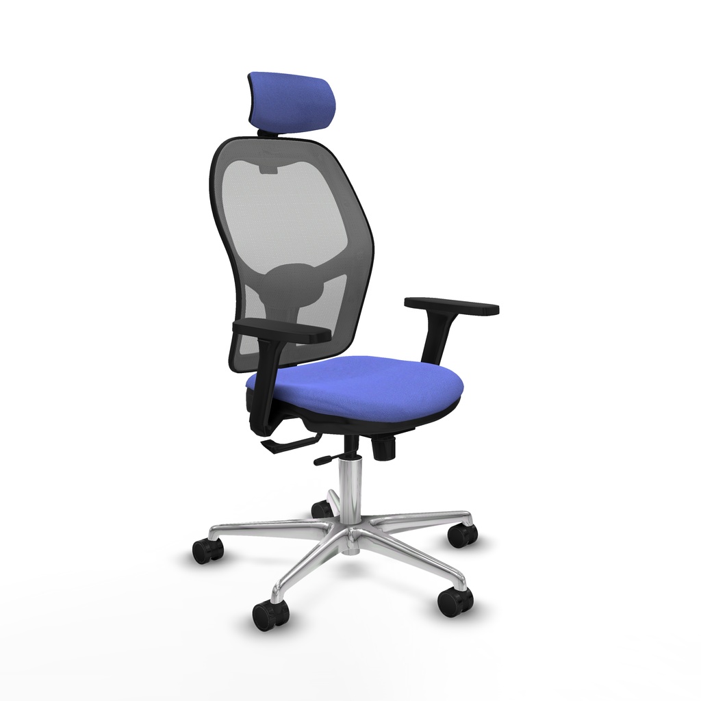 Jorquera traslack malla gris bali azul claro brazos 3D base aluminio cabecero 2D ruedas 65mm nailon