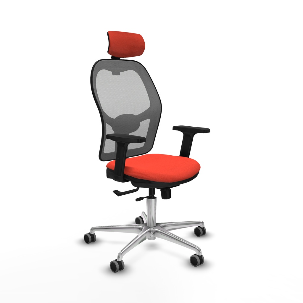 Jorquera traslack malla gris bali naranja oscuro brazos 2D base aluminio cabecero 2D ruedas 65mm engomada