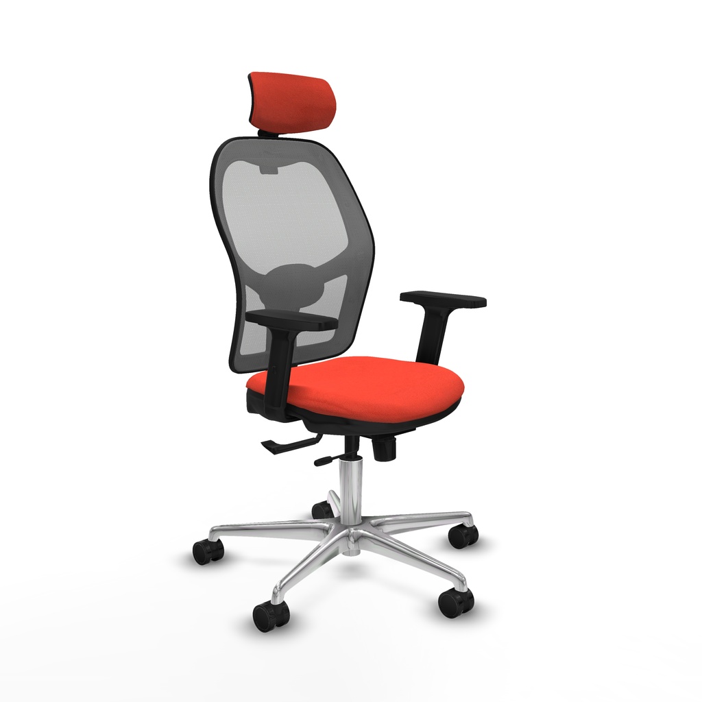 Jorquera traslack malla gris bali naranja oscuro brazos 2D base aluminio cabecero 2D ruedas 65mm nailon