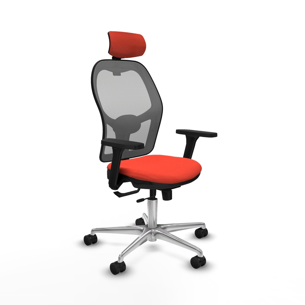 Jorquera traslack malla gris bali naranja oscuro brazos 3D base aluminio cabecero 2D ruedas 65mm nailon