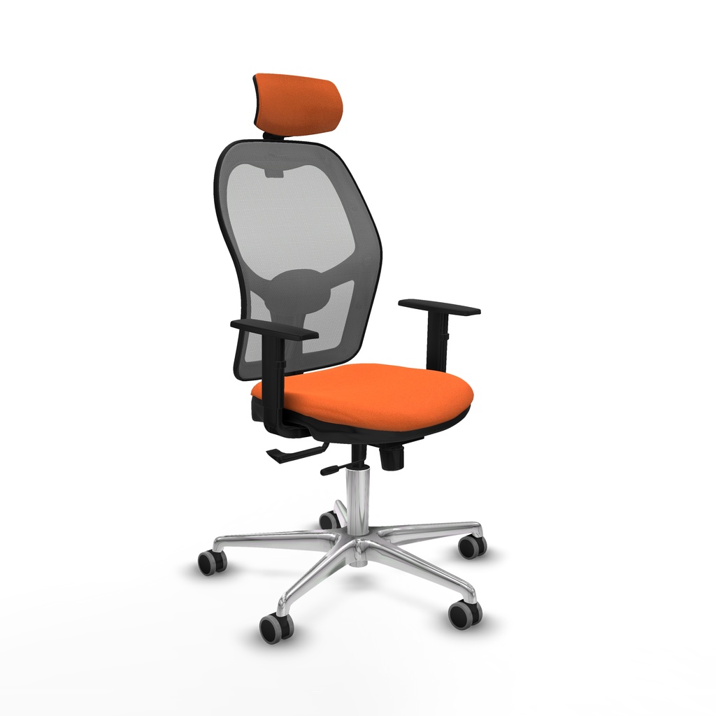Jorquera traslack malla gris bali naranja brazos 1D base aluminio cabecero 2D ruedas 65mm engomada