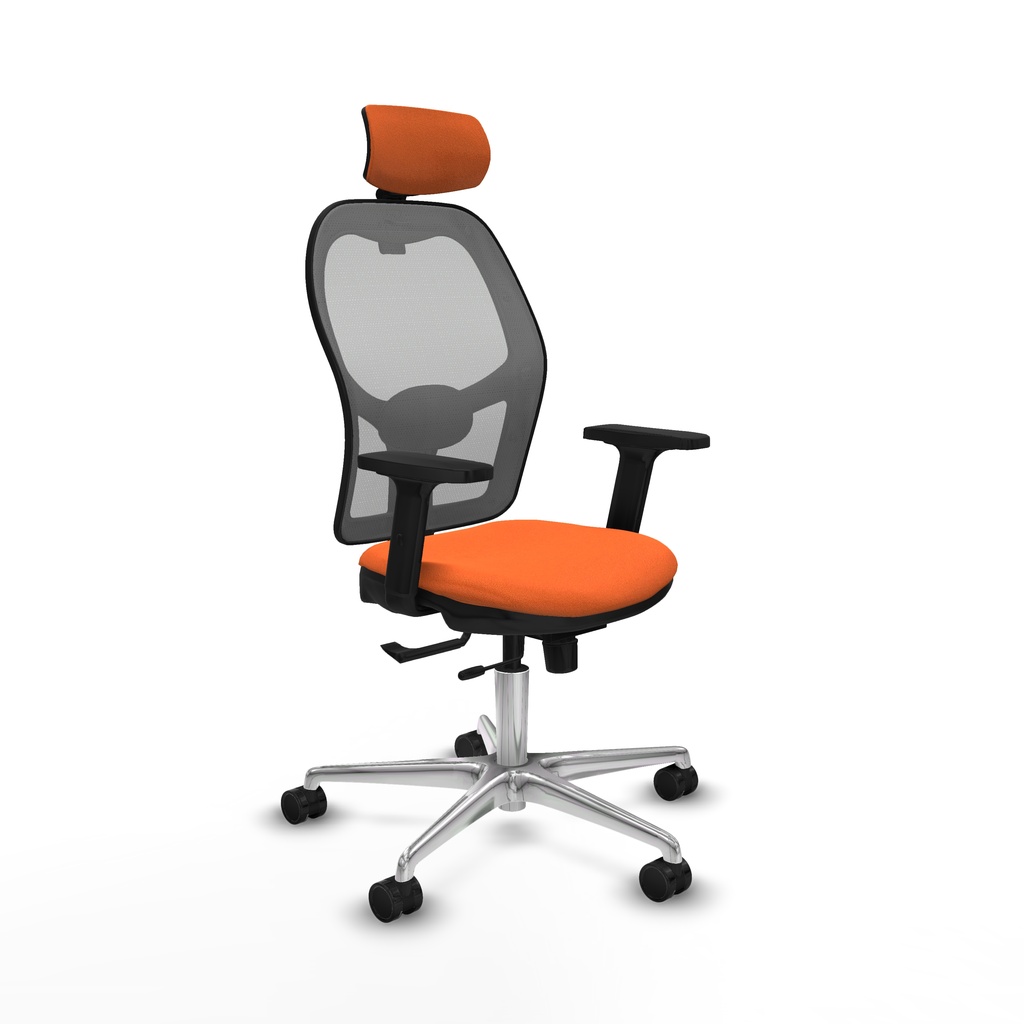 Jorquera traslack malla gris bali naranja brazos 2D base aluminio cabecero 2D ruedas 65mm nailon