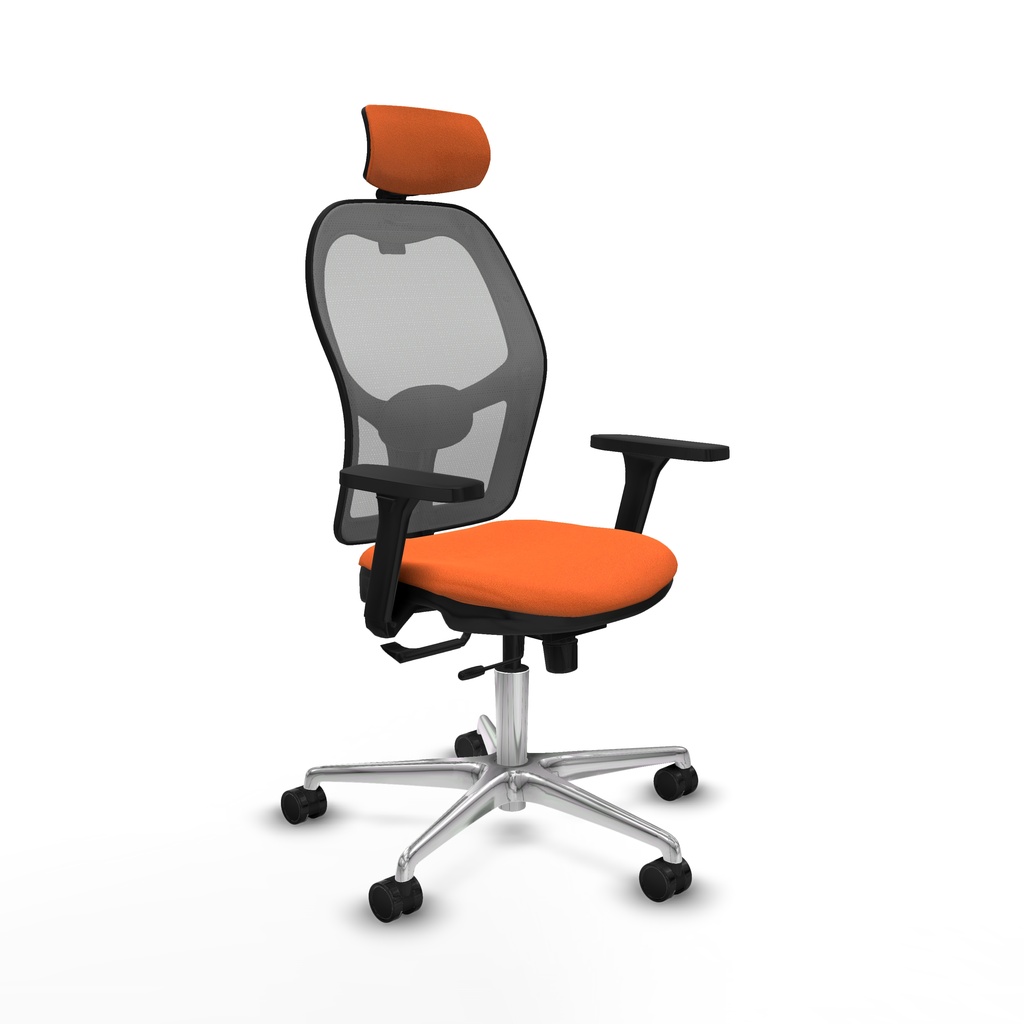 Jorquera traslack malla gris bali naranja brazos 3D base aluminio cabecero 2D ruedas 65mm nailon
