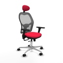 Jorquera traslack malla gris bali rojo brazos 3D base aluminio cabecero fijo ruedas 65mm nailon