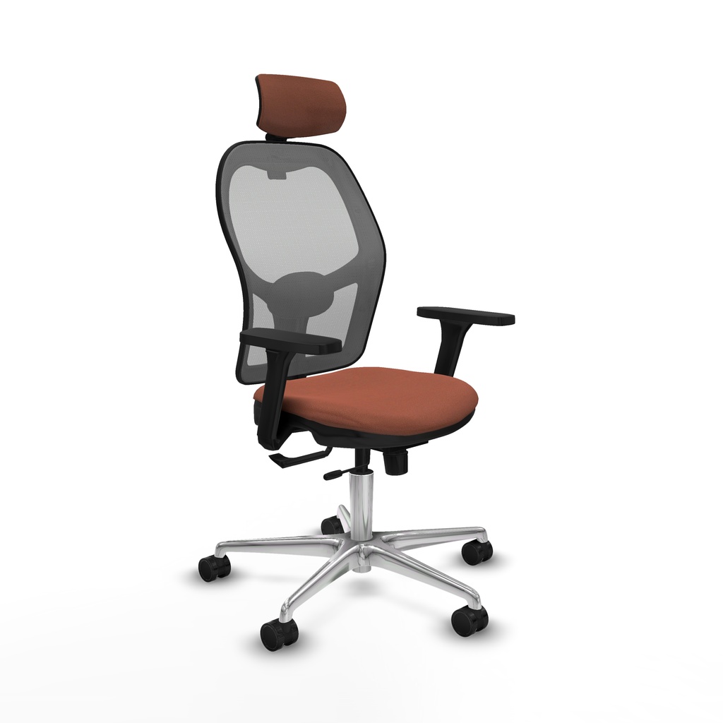 Jorquera traslack malla gris bali marrón brazos 3D base aluminio cabecero 2D ruedas 65mm nailon