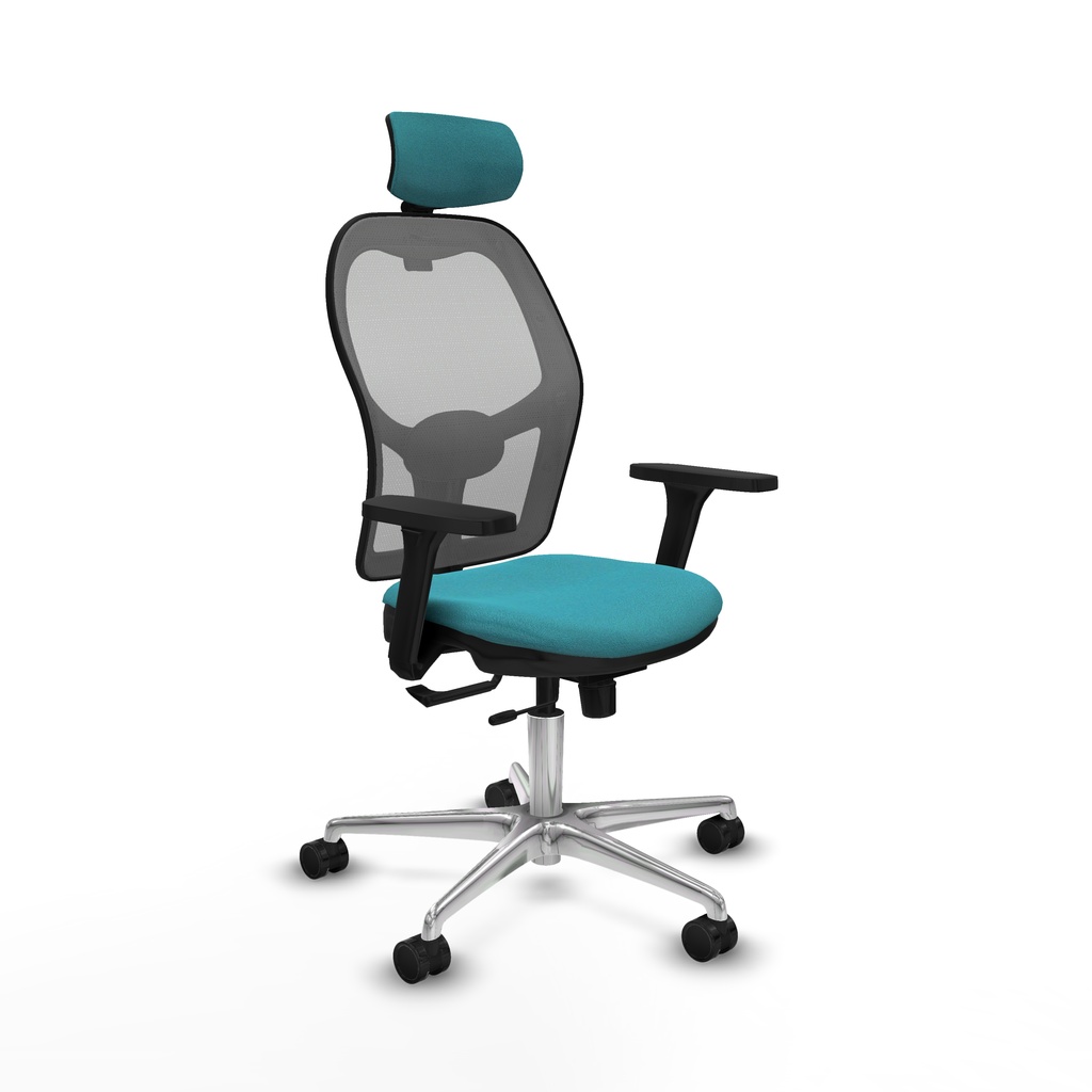 Jorquera traslack malla gris bali turquesa brazos 3D base aluminio cabecero 2D ruedas 65mm nailon