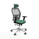 Jorquera traslack malla gris bali verde esmeralda brazos 2D base aluminio cabecero 2D ruedas 65mm engomada