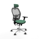 Jorquera traslack malla gris bali verde esmeralda brazos 3D base aluminio cabecero 2D ruedas 65mm engomada