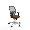 Jorquera traslack malla gris bali marrón oscuro brazos 2D base aluminio  ruedas 65mm nailon