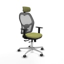 Jorquera traslack malla gris bali verde oliva brazos 1D base aluminio cabecero 2D ruedas 65mm engomada