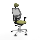 Jorquera traslack malla gris bali verde oliva brazos 2D base aluminio cabecero fijo ruedas 65mm engomada